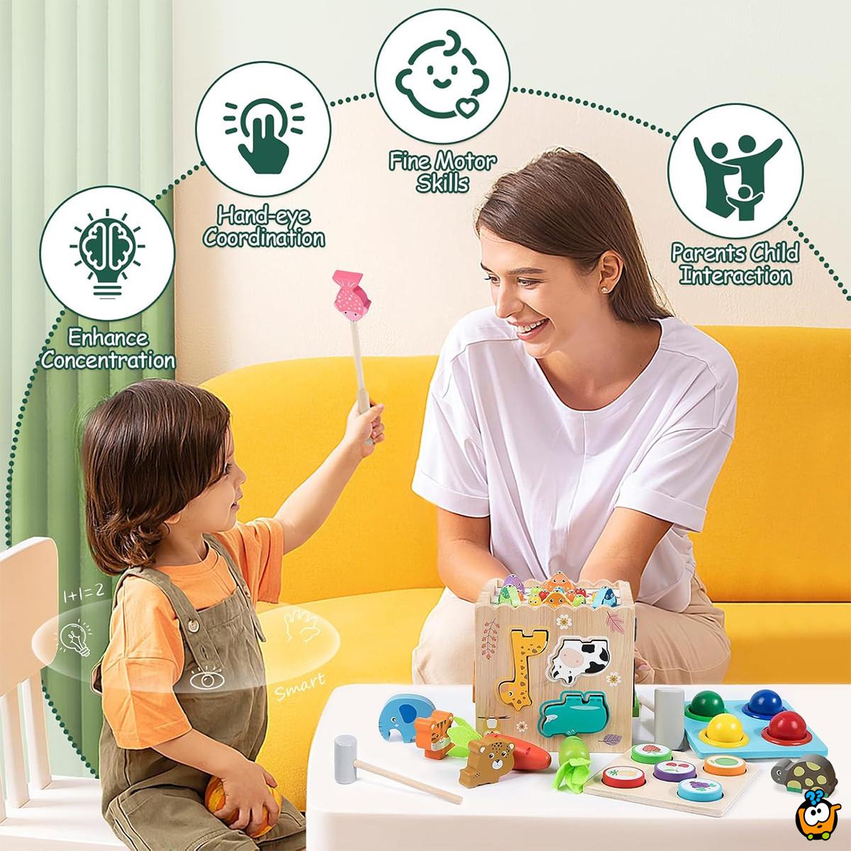 Drvena kocka Montessori zabave - 8u1 set za radoznale mališane