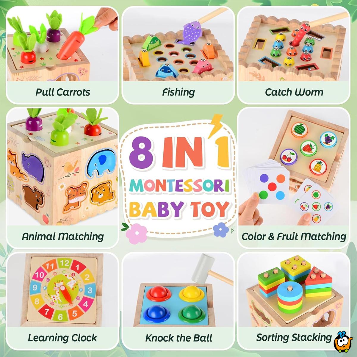 Drvena kocka Montessori zabave - 8u1 set za radoznale mališane