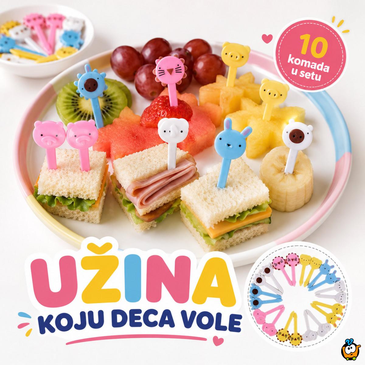 Mini viljuškice za decu – šareni pikeri za voće i užinu 10 komada