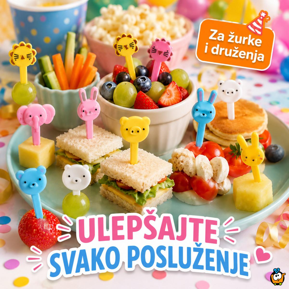Mini viljuškice za decu – šareni pikeri za voće i užinu 10 komada