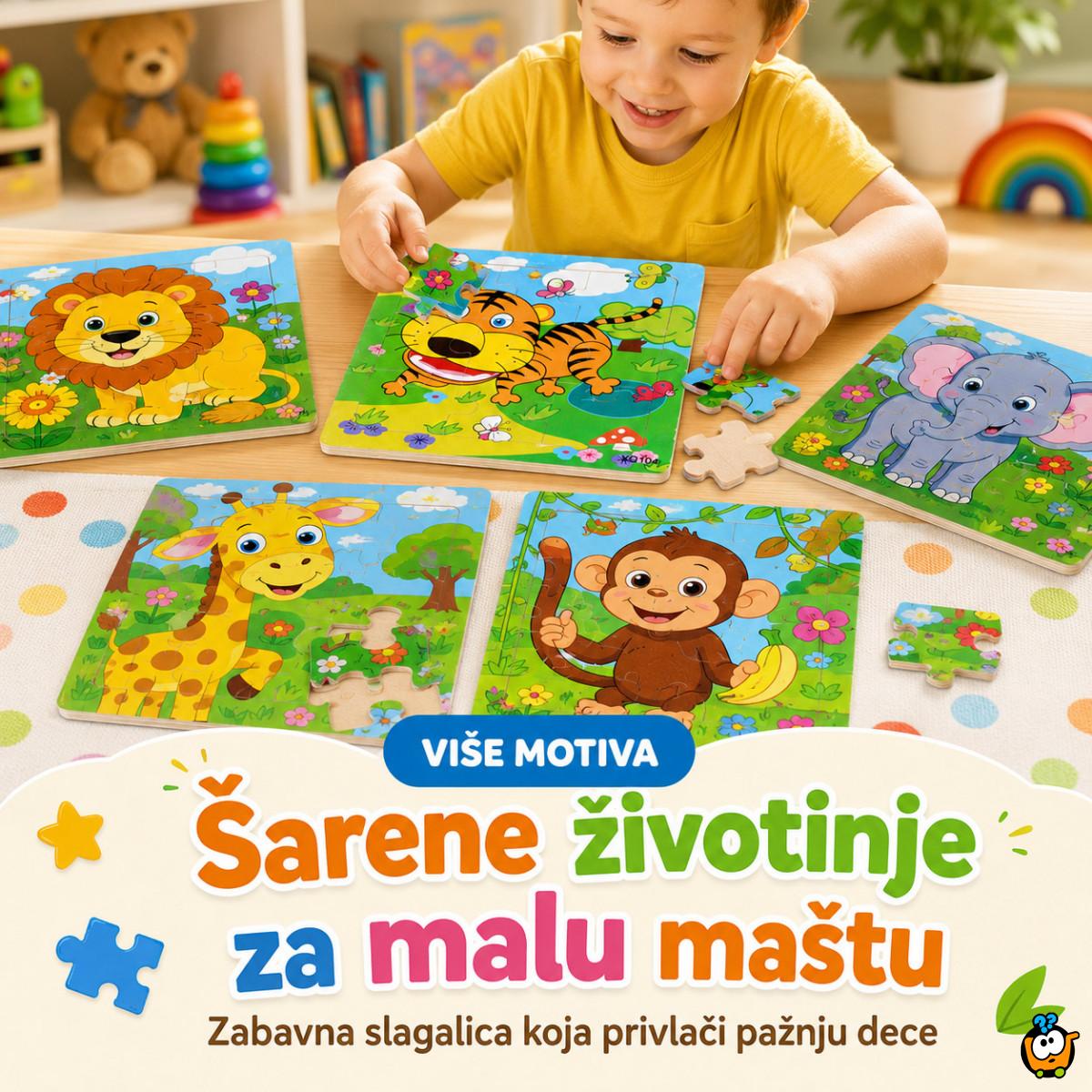 Drvena slagalica za decu sa životinjama – edukativne puzzle 9 delova