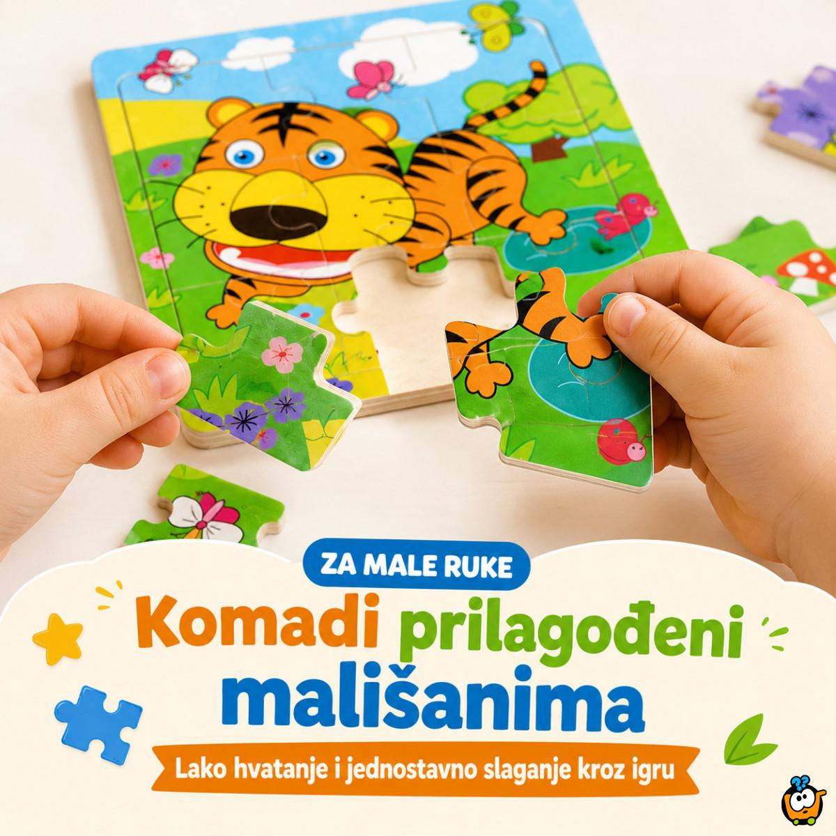 Drvena slagalica za decu sa životinjama – edukativne puzzle 9 delova