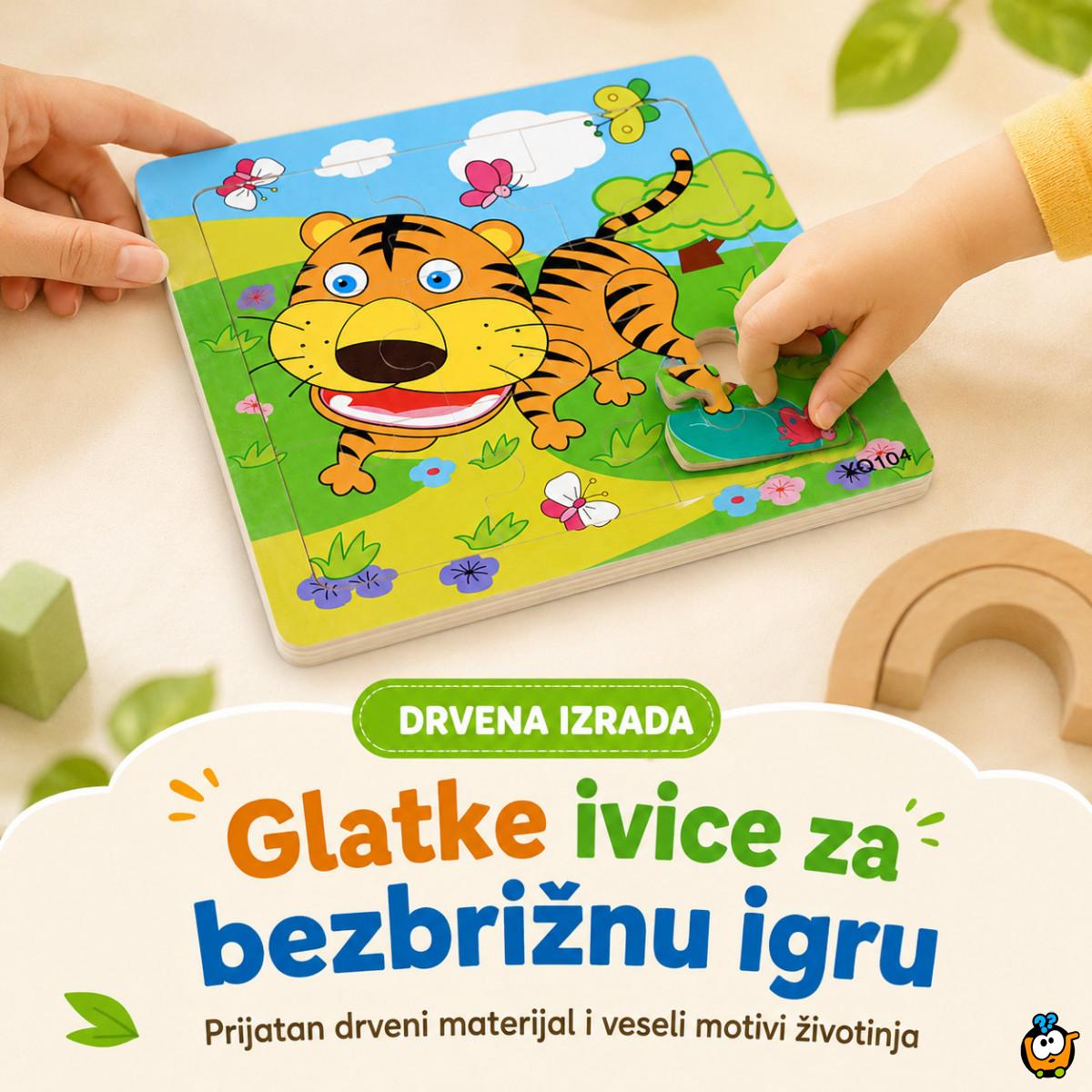 Drvena slagalica za decu sa životinjama – edukativne puzzle 9 delova