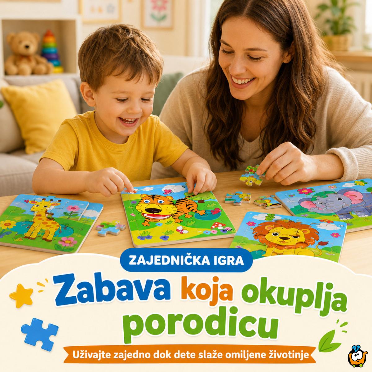 Drvena slagalica za decu sa životinjama – edukativne puzzle 9 delova