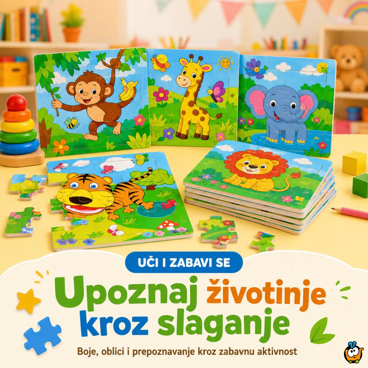 Drvena slagalica za decu sa životinjama – edukativne puzzle 9 delova