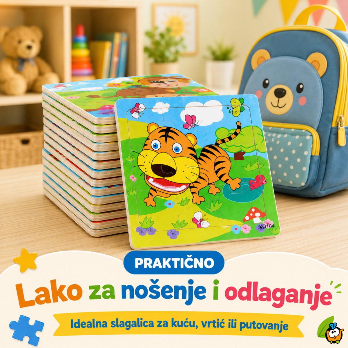 Drvena slagalica za decu sa životinjama – edukativne puzzle 9 delova