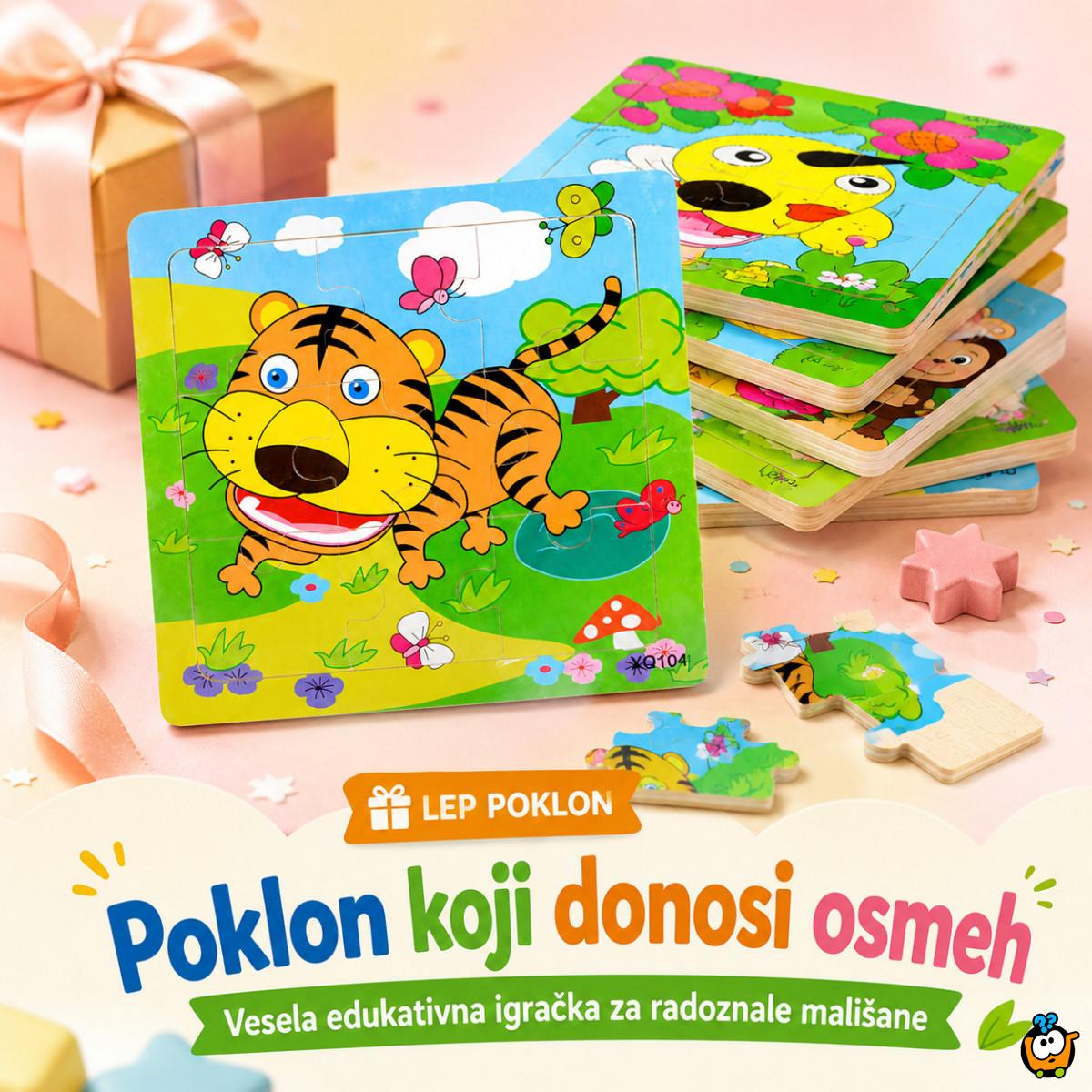 Drvena slagalica za decu sa životinjama – edukativne puzzle 9 delova