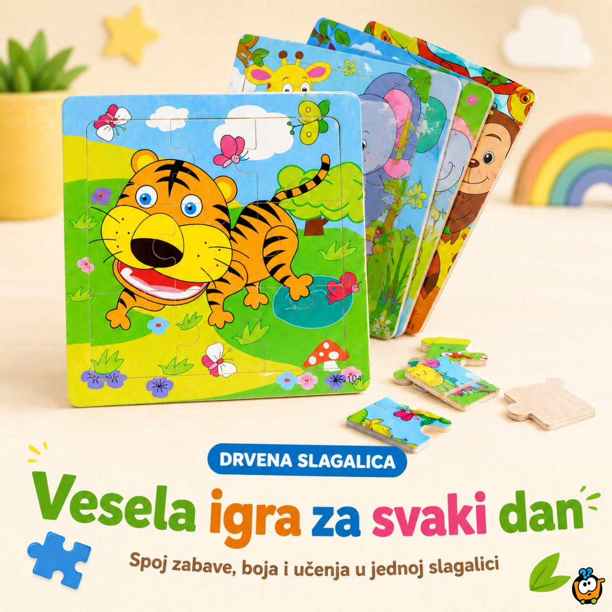 Drvena slagalica za decu sa životinjama – edukativne puzzle 9 delova