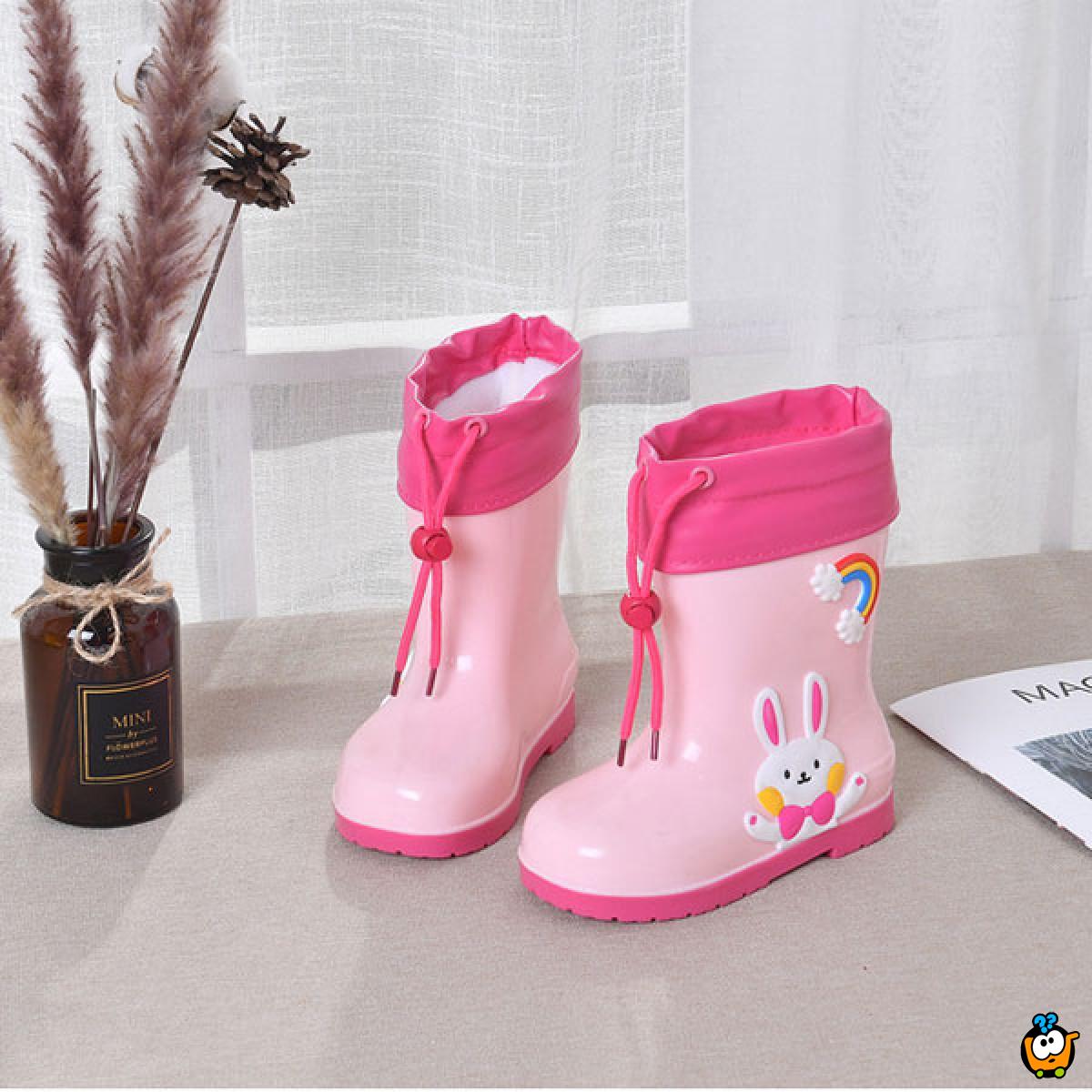 Pink rabbit -  Roze gumene čizme za decu sa toplim uloškom