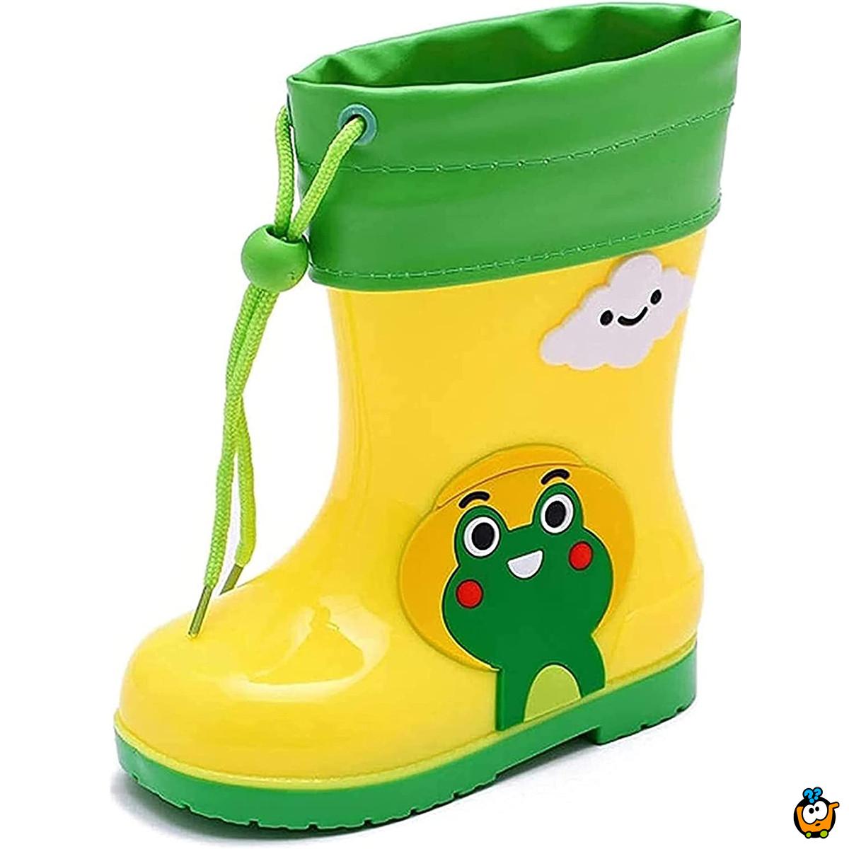 Yelllow frog -  Žute gumene čizme za decu sa toplim uloškom