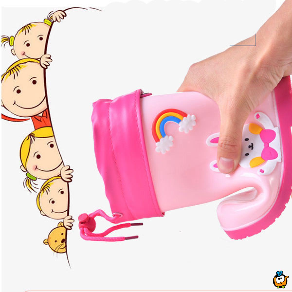 Pink rabbit -  Roze gumene čizme za decu sa toplim uloškom