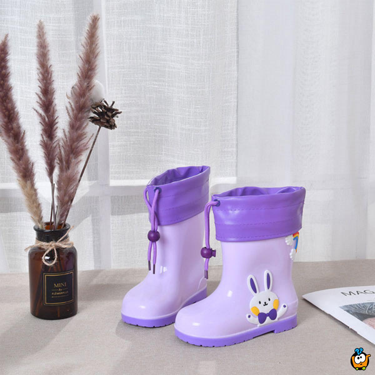 Pink rabbit -  Roze gumene čizme za decu sa toplim uloškom