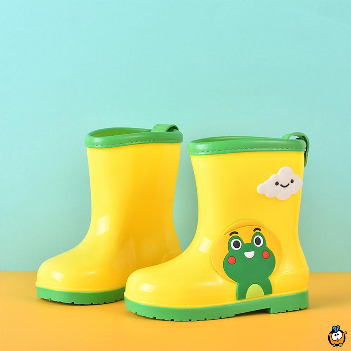 Yelllow frog -  Žute gumene čizme za decu sa toplim uloškom