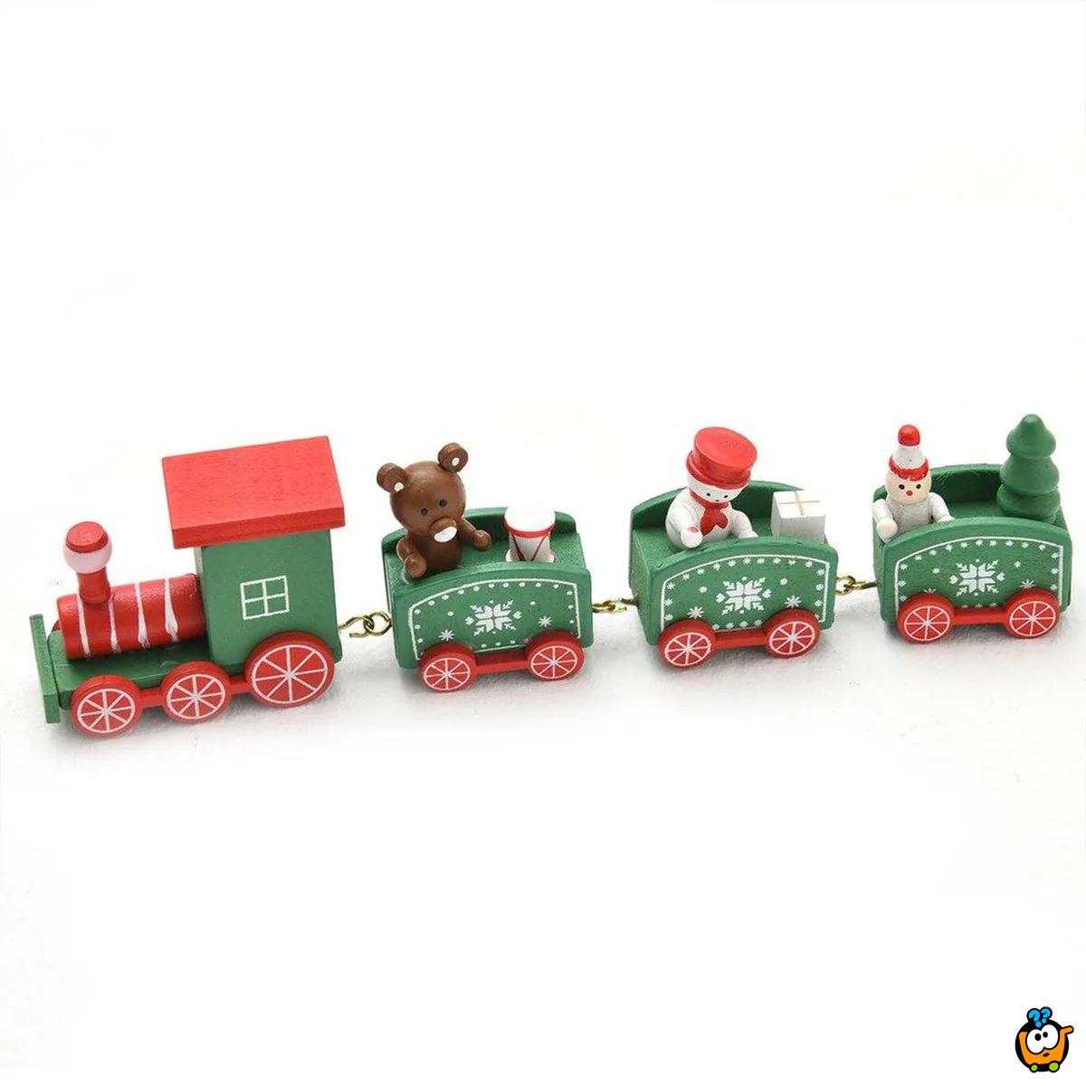 Praznični vozić - Lokomotiva sa vagonima u crvenoj boji