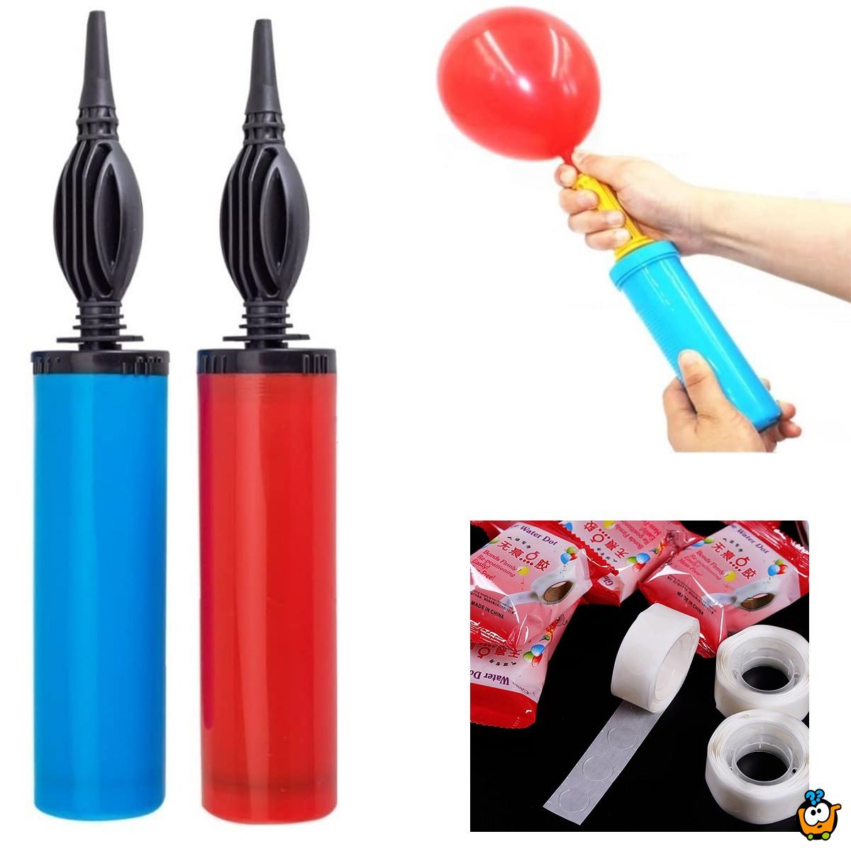 Set za naduvavanje i aranžiranje balona - Pumpa i lepljive trakice