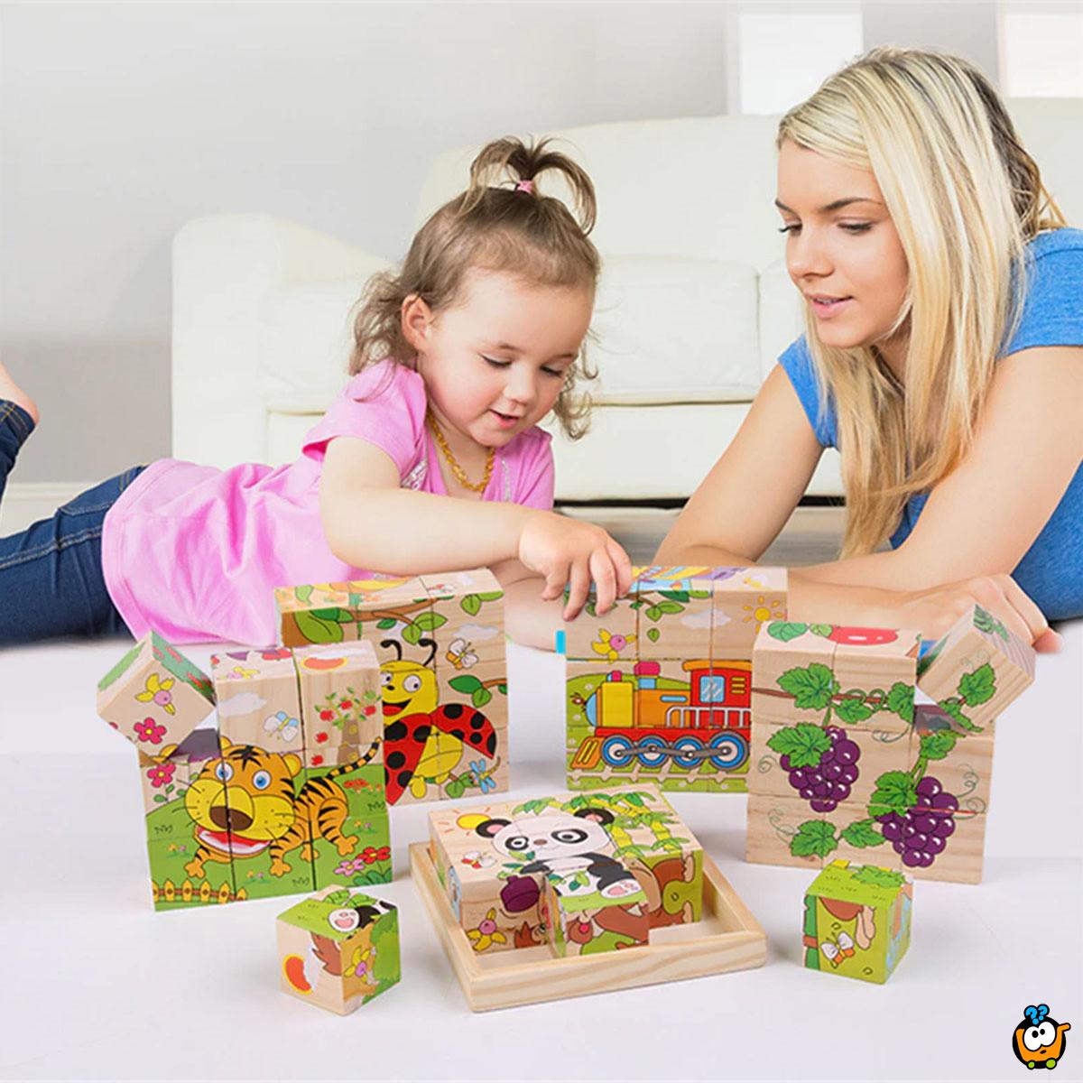 6 in 1 Safari wood puzzle - 3D drvene puzle kocke