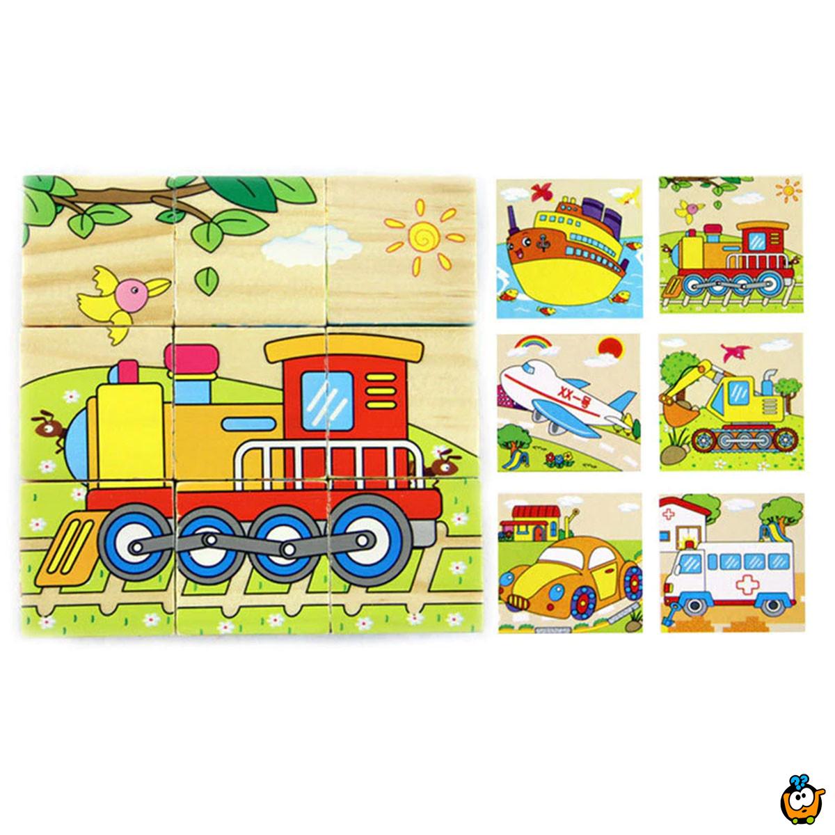 6 in 1 Vehicles wood puzzle - 3D drvene puzle kocke