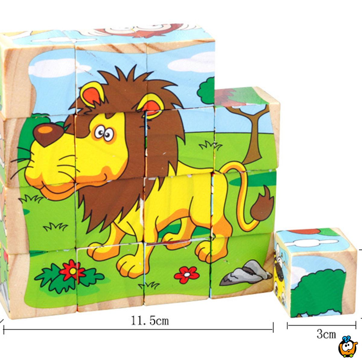 6 in 1 Safari wood puzzle - 3D drvene puzle kocke