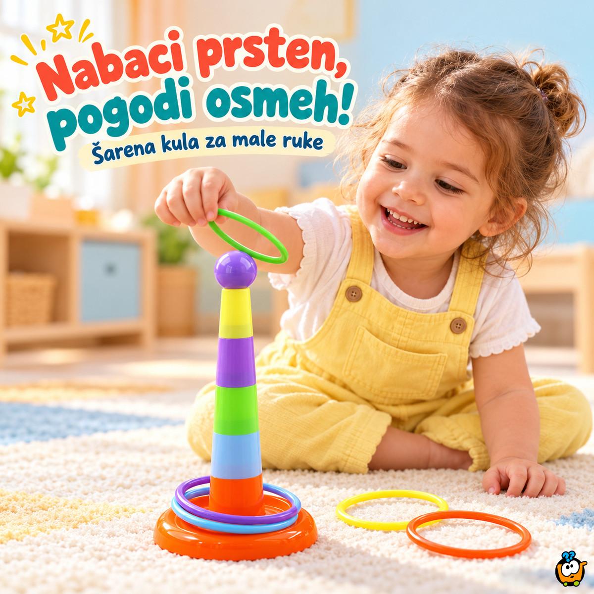 Dečija igračka - Šarena kula sa prstenovima za nabacivanje 