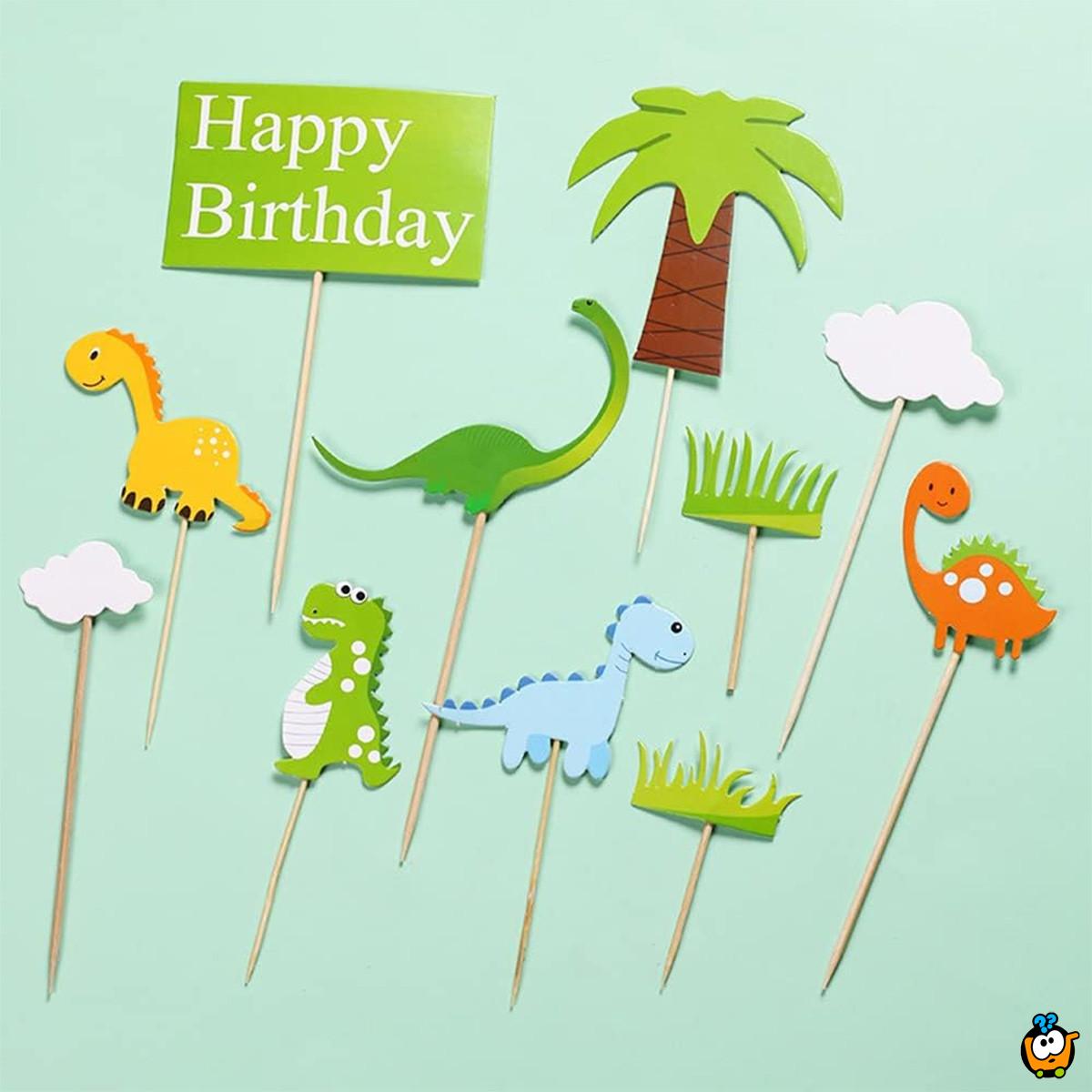 Happy Birthday dino set – Dekoracija za tortu