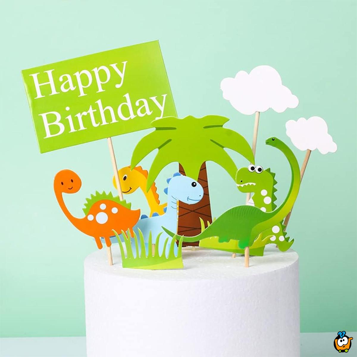 Happy Birthday dino set – Dekoracija za tortu