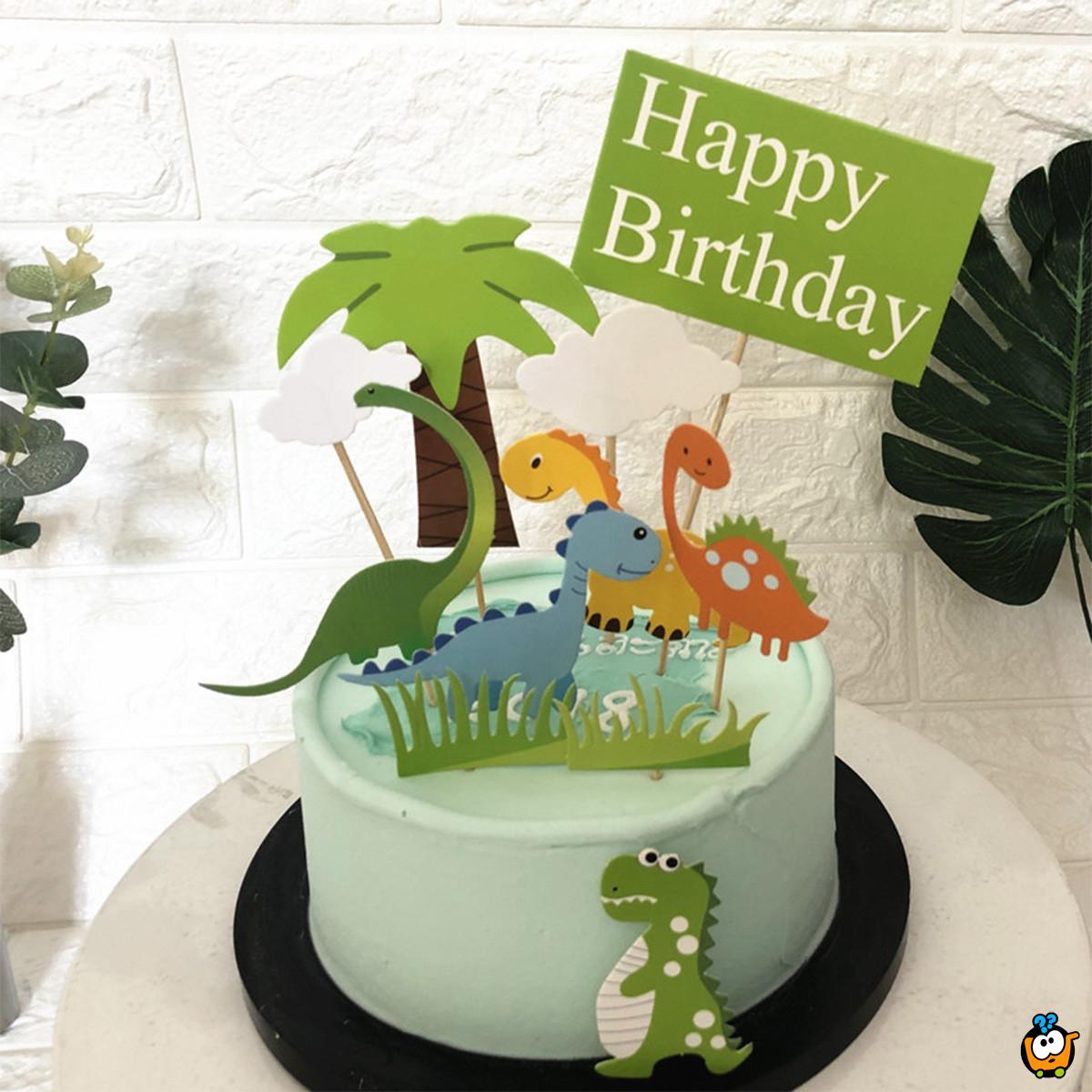 Happy Birthday dino set – Dekoracija za tortu