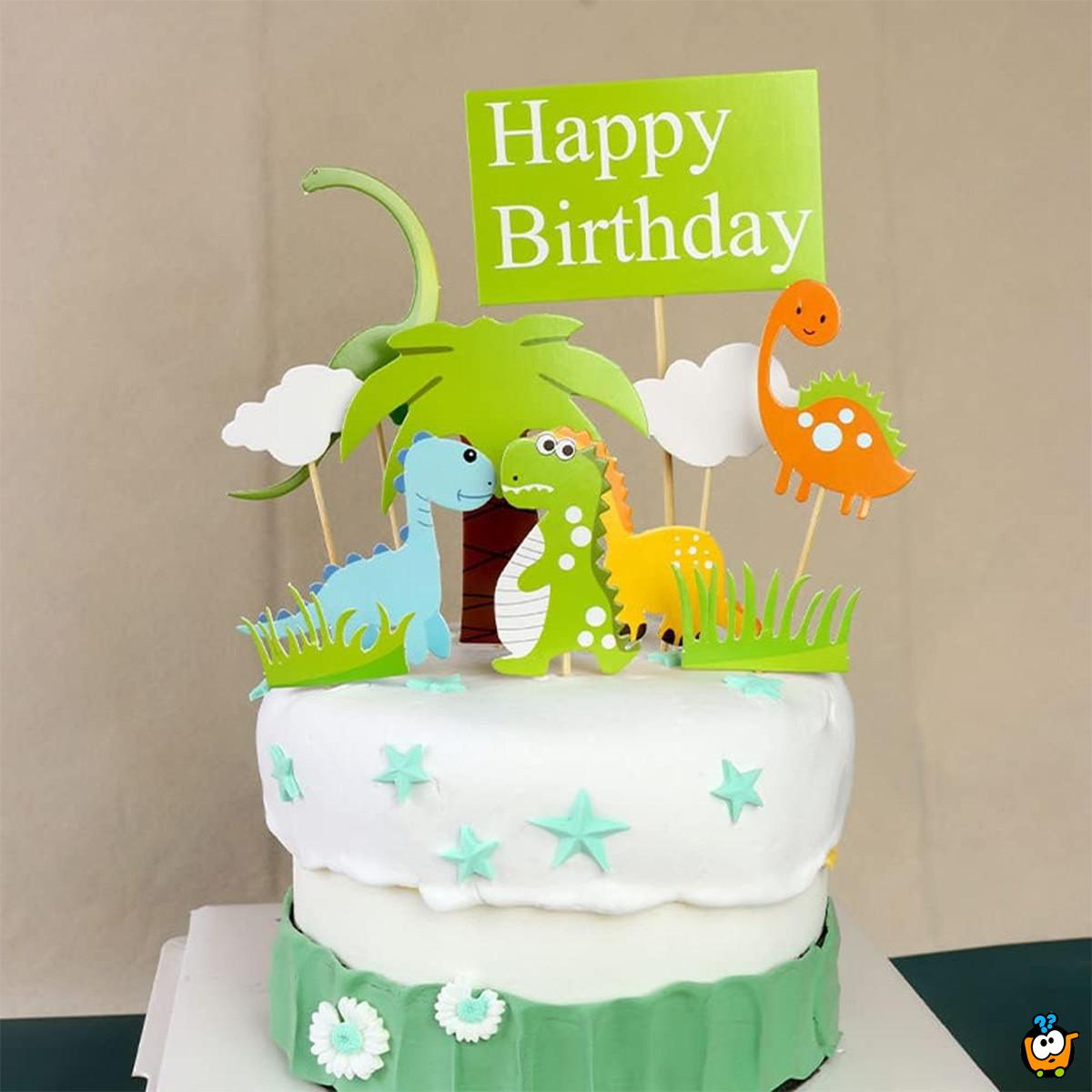 Happy Birthday dino set – Dekoracija za tortu