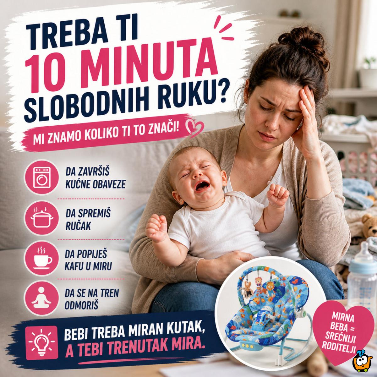 Ljuljaška za bebe Blue Jungle Comfort – Umiruje, Ljulja i Zabavlja