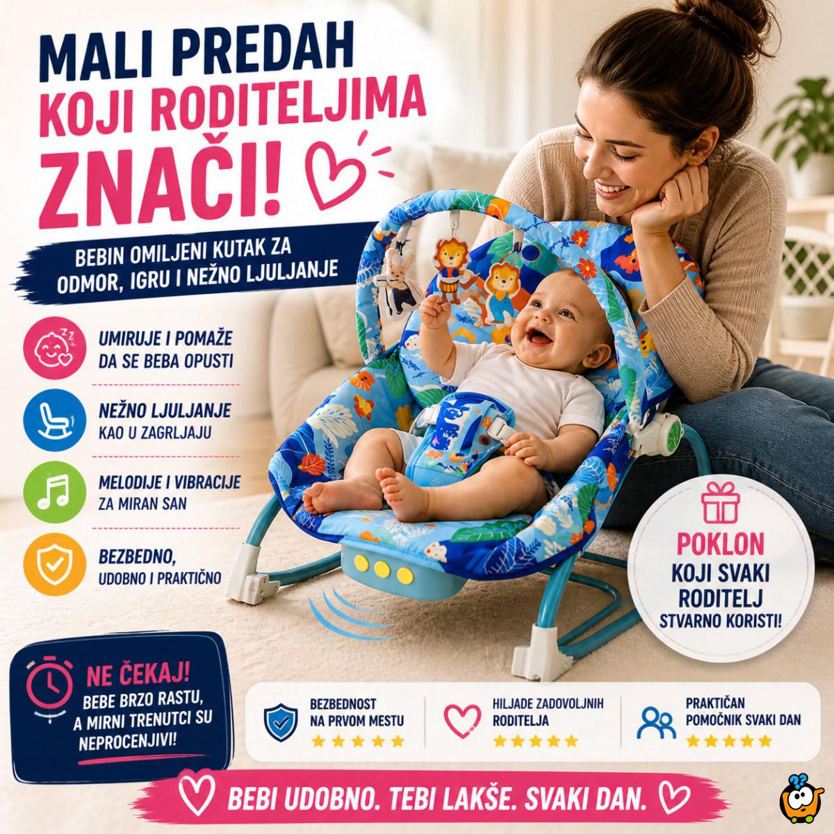 Ljuljaška za bebe Blue Jungle Comfort – Umiruje, Ljulja i Zabavlja