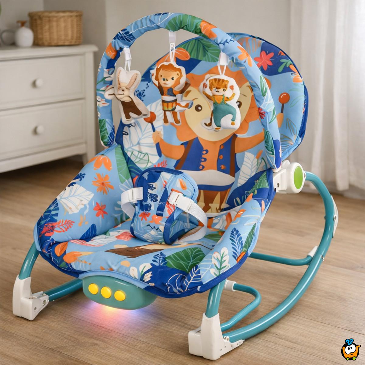 Blue Jungle Comfort Rocker - ležaljka ljuljalica za bebe plavih nijansi sa životinjama