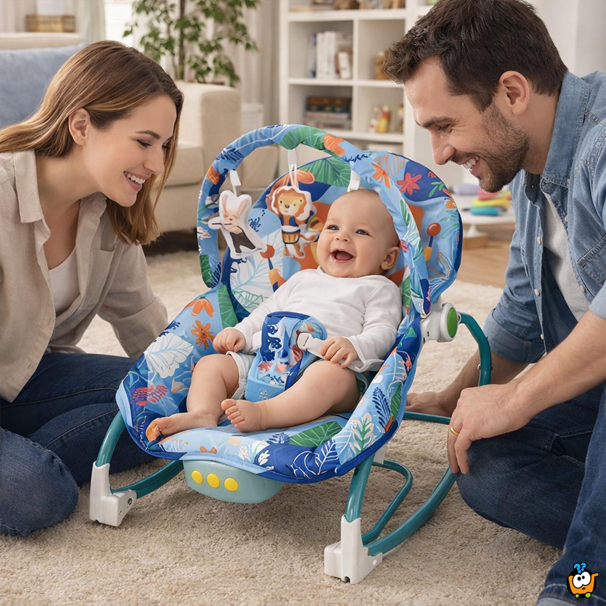 Blue Jungle Comfort Rocker - ležaljka ljuljalica za bebe plavih nijansi sa životinjama