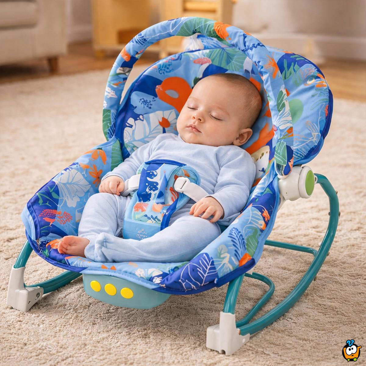 Blue Jungle Comfort Rocker - ležaljka ljuljalica za bebe plavih nijansi sa životinjama