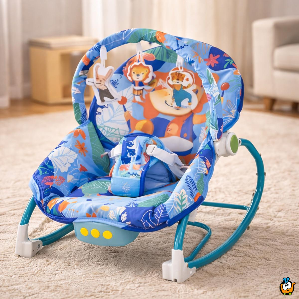Blue Jungle Comfort Rocker - ležaljka ljuljalica za bebe plavih nijansi sa životinjama