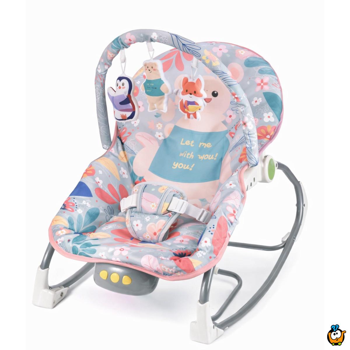 Pink Baby Comfort Rocker - ležaljka ljuljalica za bebe roze nijansi sa životinjama