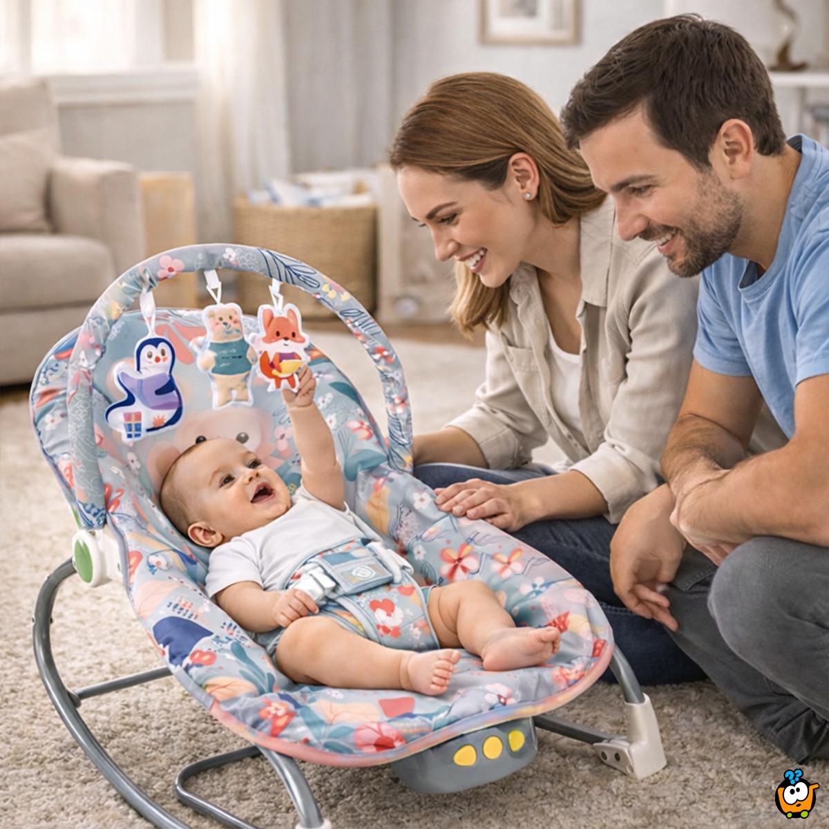 Pink Baby Comfort Rocker - ležaljka ljuljalica za bebe roze nijansi sa životinjama