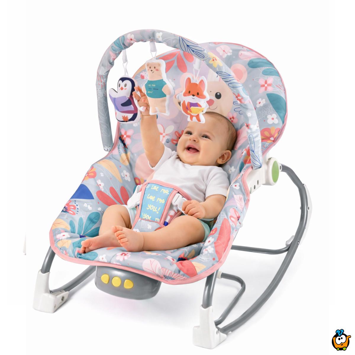 Pink Baby Comfort Rocker - ležaljka ljuljalica za bebe roze nijansi sa životinjama