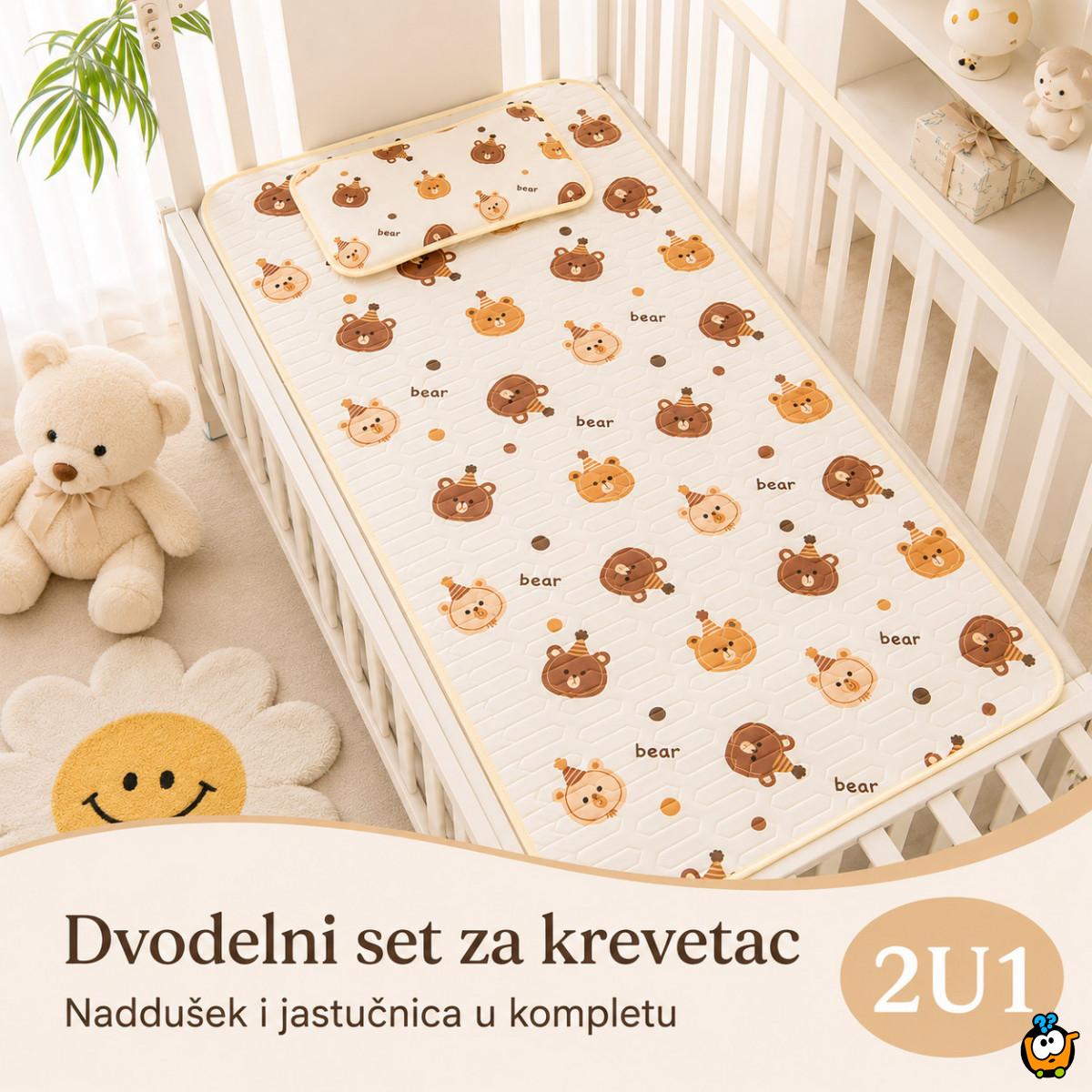 Prozračna letnja podloga za krevetac 120x60 cm sa jastučnicom – motiv medvedića