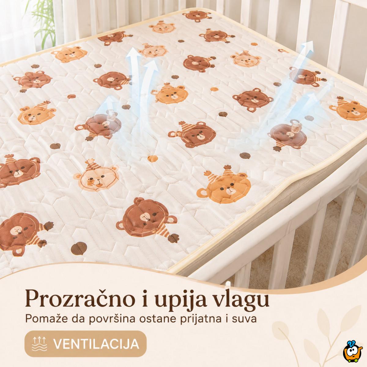 Prozračna letnja podloga za krevetac 120x60 cm sa jastučnicom – motiv medvedića