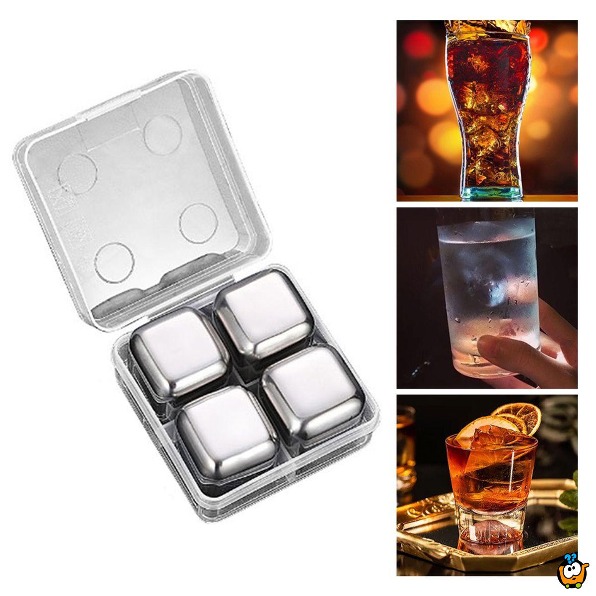 Set od 4 čelične kocke za hlađenje pića 