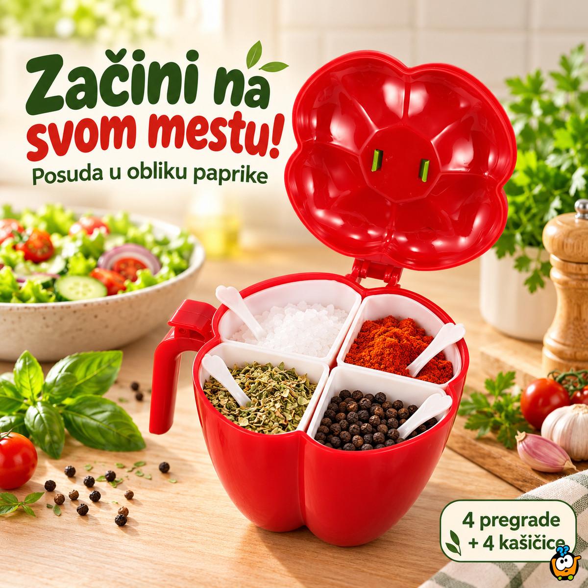 Posuda za začine u obliku paprike + 4 kašičice