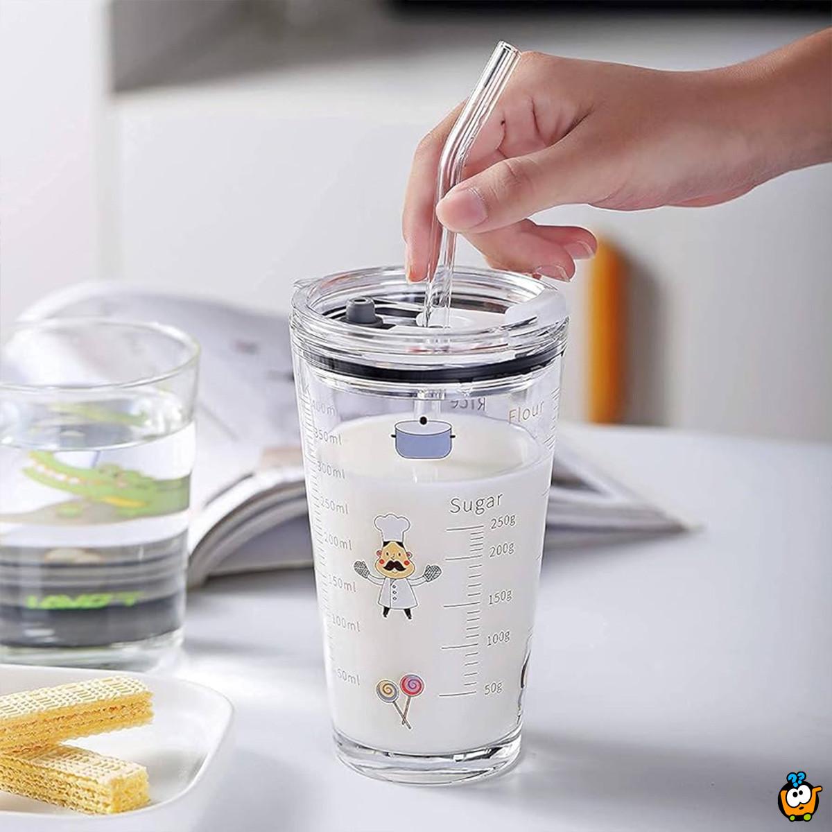 Sip Trip - Staklena čaša sa poklopcem i slamčicom 500 ml
