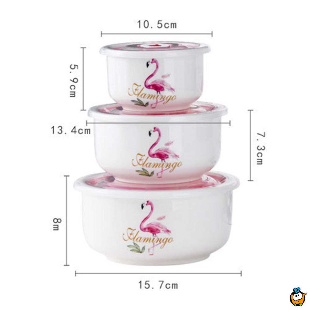 Flamingo set keramičkih činija u poklon pakovanju