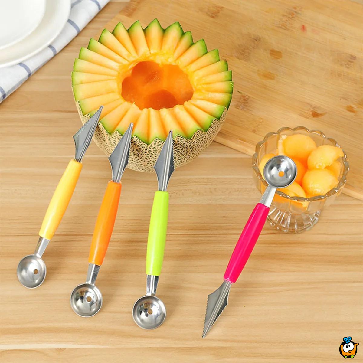 Dvostruki nožić za voćne kuglice od dinje ili lubenice