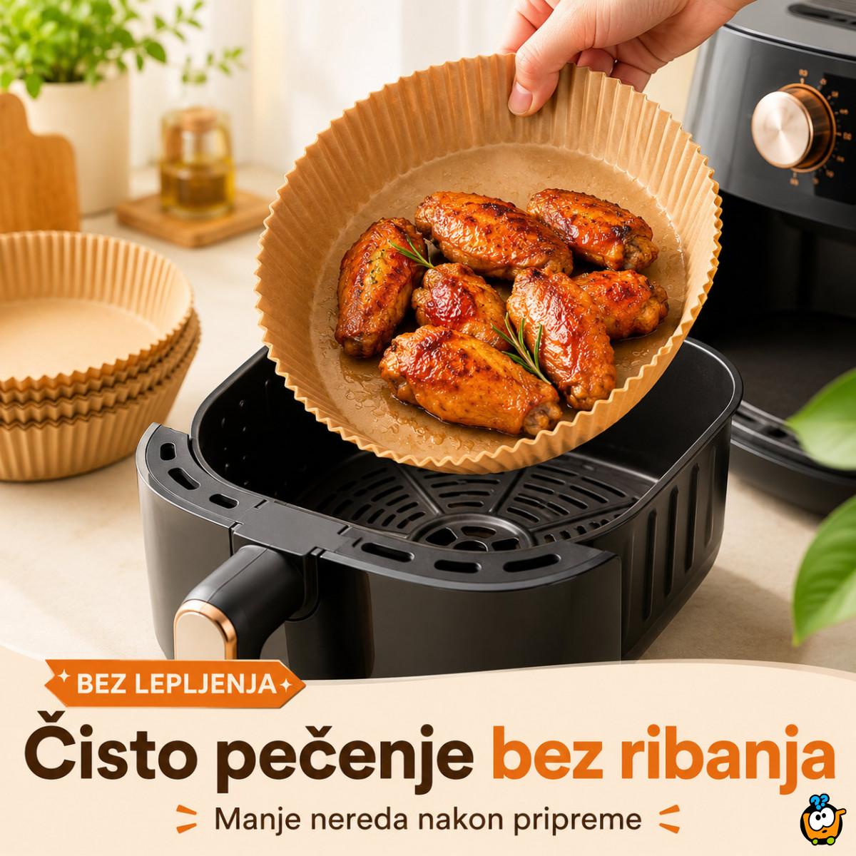 Papirne korpice Pek Papir za Air Fryer i tepsije – Manje ribanja posle pečenja, 40 komada