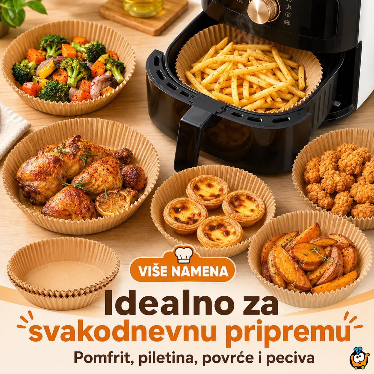 Papirne korpice Pek Papir za Air Fryer i tepsije – Manje ribanja posle pečenja, 40 komada