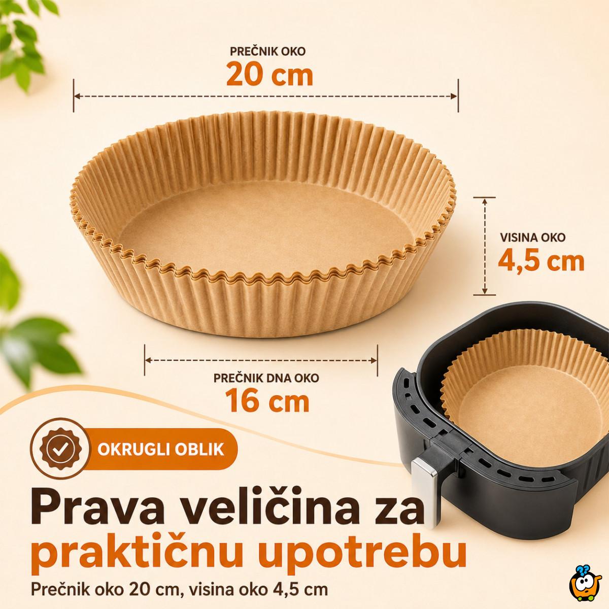 Papirne korpice Pek Papir za Air Fryer i tepsije – Manje ribanja posle pečenja, 40 komada
