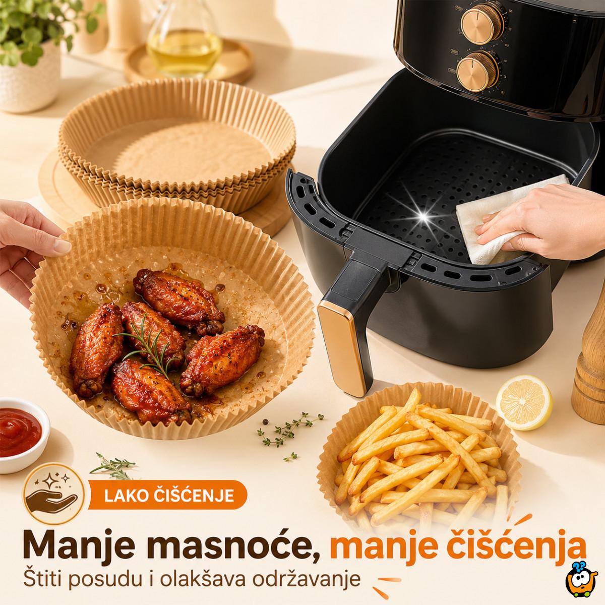Papirne korpice Pek Papir za Air Fryer i tepsije – Manje ribanja posle pečenja, 40 komada
