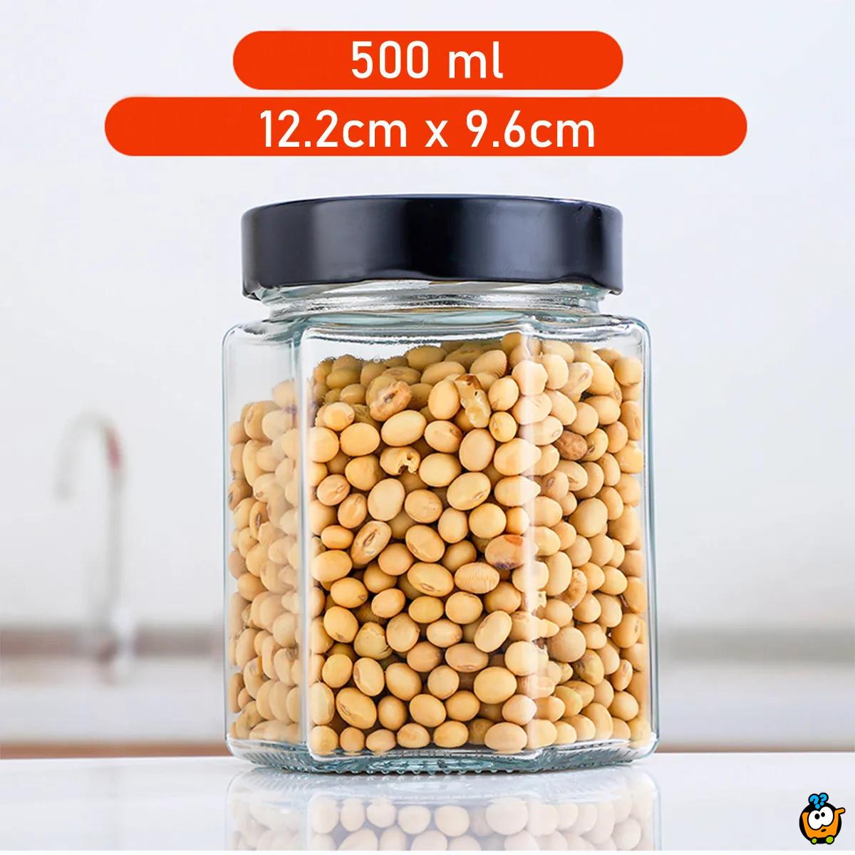 Šestougaona tegla za čuvanje hrane 500 ml