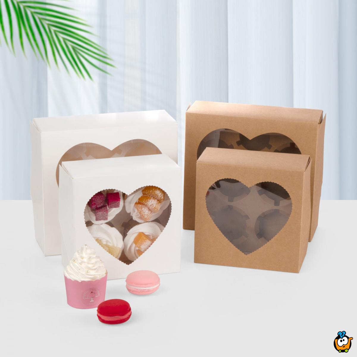 4 LOVE Box - Papirna kutija za 4 kolača sa srcastim otvorom