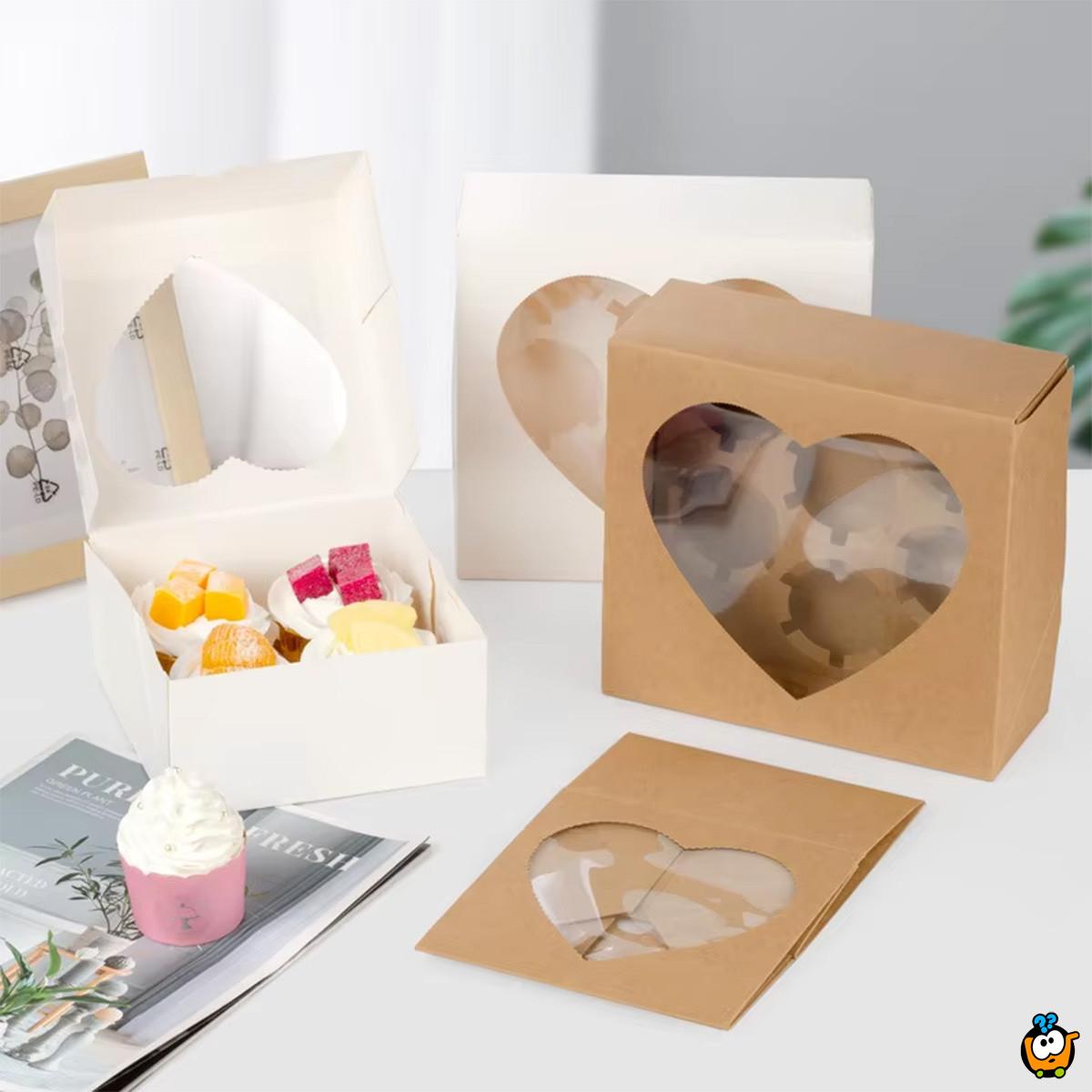 4 LOVE Box - Papirna kutija za 4 kolača sa srcastim otvorom